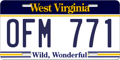 WV license plate OFM771