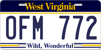 WV license plate OFM772