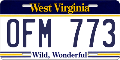 WV license plate OFM773