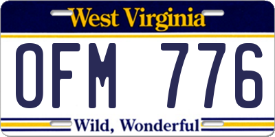 WV license plate OFM776