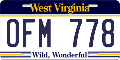 WV license plate OFM778
