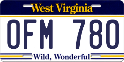 WV license plate OFM780