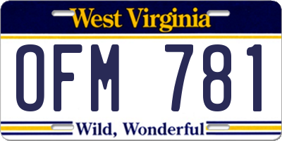 WV license plate OFM781