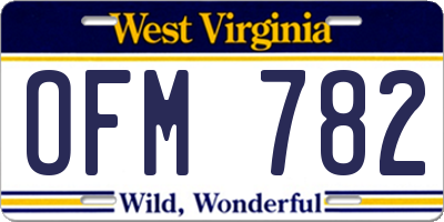 WV license plate OFM782