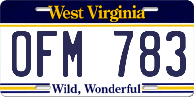 WV license plate OFM783
