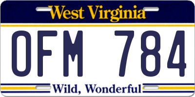 WV license plate OFM784