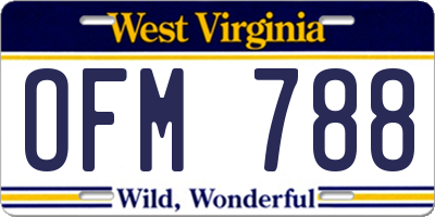 WV license plate OFM788