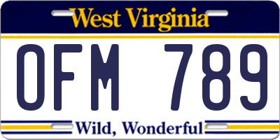 WV license plate OFM789