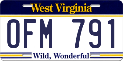 WV license plate OFM791