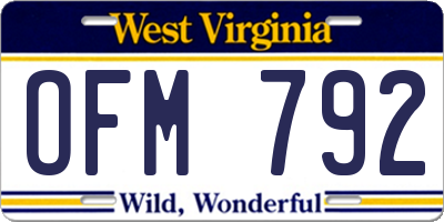 WV license plate OFM792