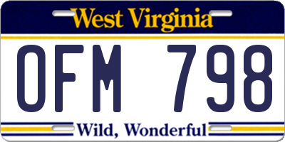 WV license plate OFM798