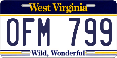 WV license plate OFM799