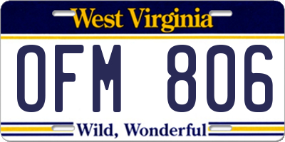 WV license plate OFM806
