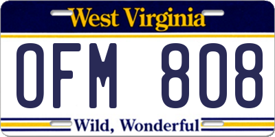 WV license plate OFM808