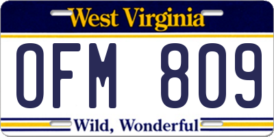 WV license plate OFM809
