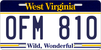 WV license plate OFM810