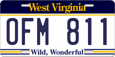 WV license plate OFM811