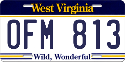 WV license plate OFM813