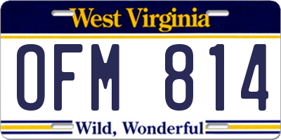 WV license plate OFM814