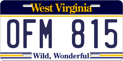 WV license plate OFM815