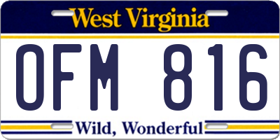 WV license plate OFM816