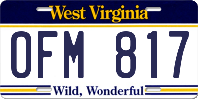 WV license plate OFM817