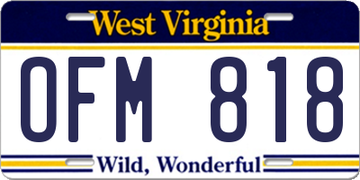 WV license plate OFM818
