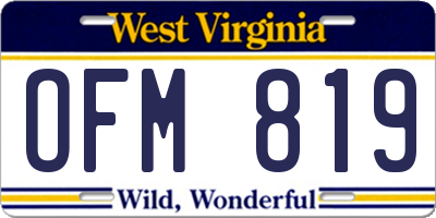 WV license plate OFM819