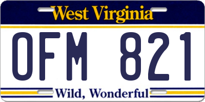WV license plate OFM821