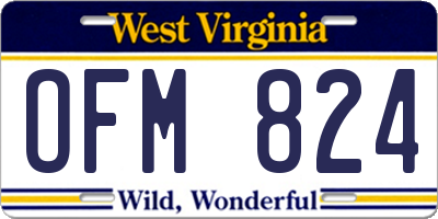 WV license plate OFM824