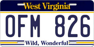 WV license plate OFM826