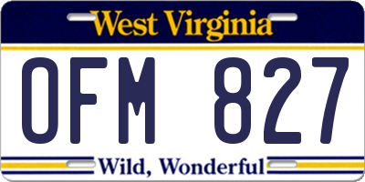 WV license plate OFM827