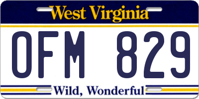 WV license plate OFM829