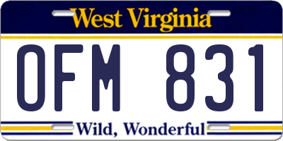 WV license plate OFM831