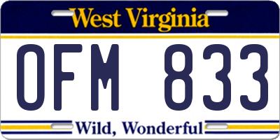 WV license plate OFM833
