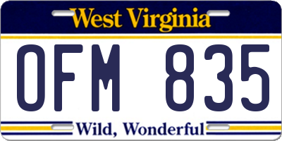 WV license plate OFM835