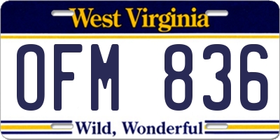 WV license plate OFM836