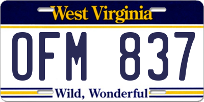 WV license plate OFM837