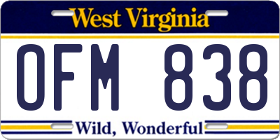 WV license plate OFM838