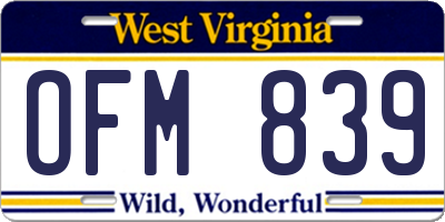 WV license plate OFM839
