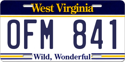 WV license plate OFM841