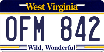WV license plate OFM842