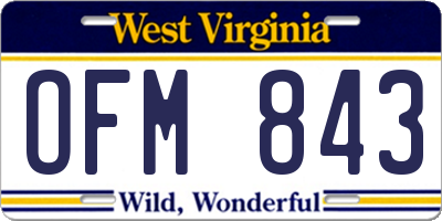 WV license plate OFM843