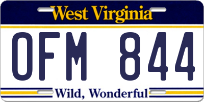 WV license plate OFM844