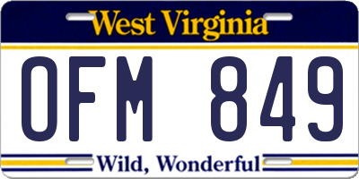WV license plate OFM849