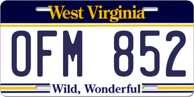 WV license plate OFM852