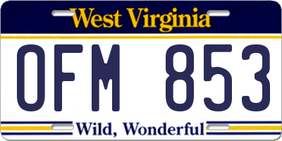 WV license plate OFM853