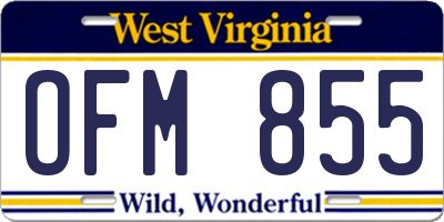 WV license plate OFM855