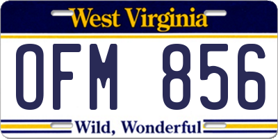 WV license plate OFM856