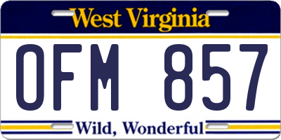 WV license plate OFM857